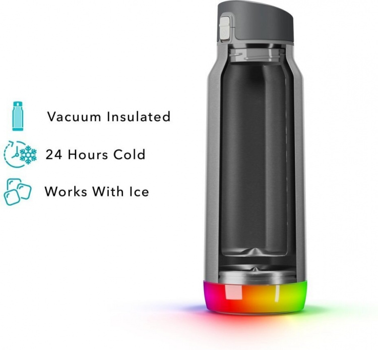 HidrateSpark PRO Chug Vattenflaska, 0,95 L, silver