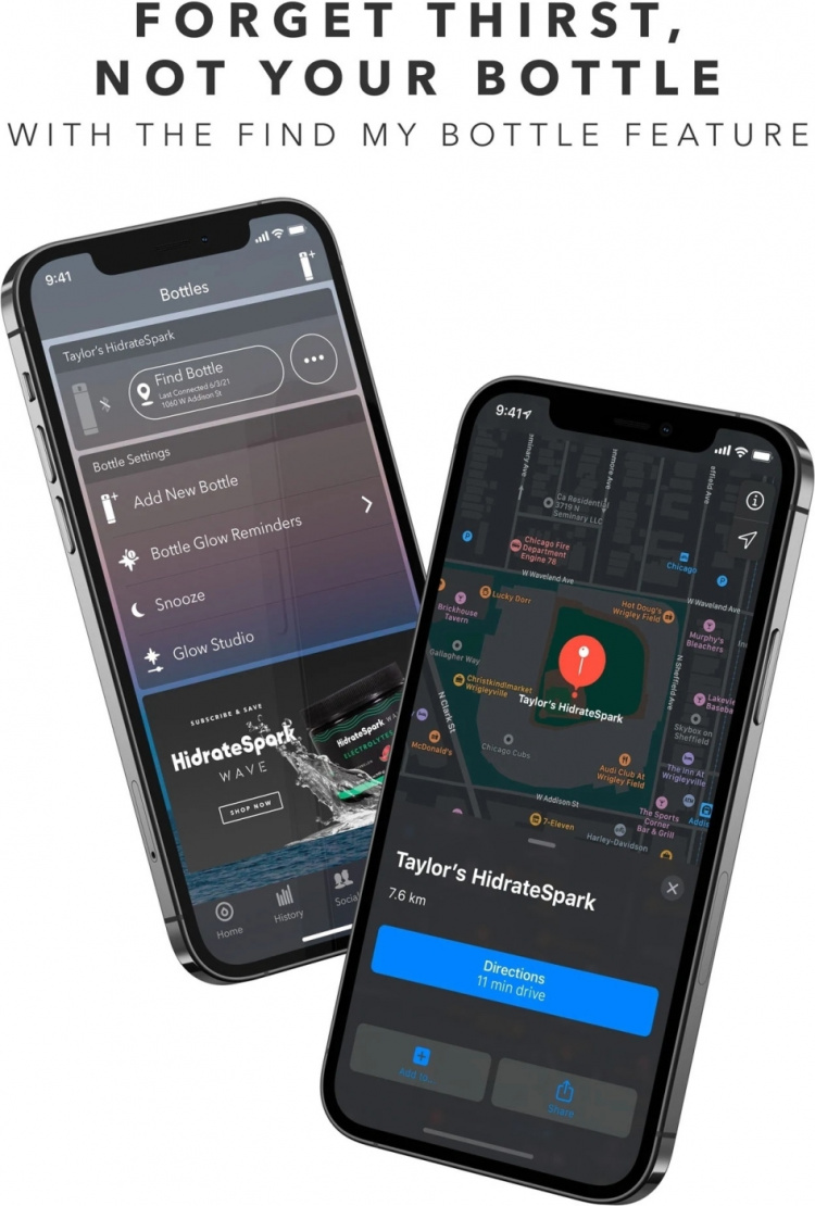 HidrateSpark PRO Chug Vattenflaska, 0,95 L, silver