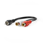 Nedis subwoofer Kabel | RCA Hane | 2x RCA Hona | Nickelplaterad | 0.20 m | Rund | 5.0 x 2.5 mm | Svart | Låda