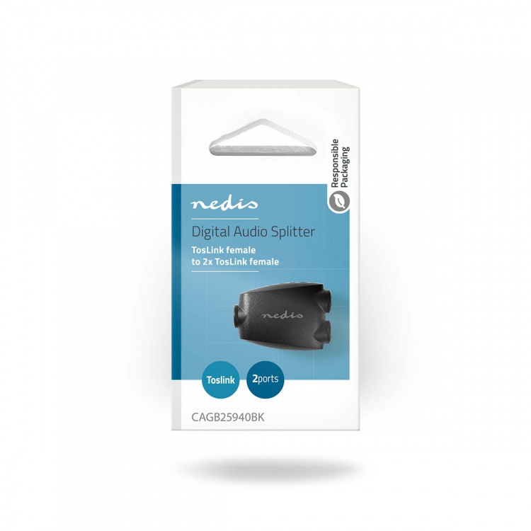 Nedis TosLink Adapter | TosLink Hona | 2x TosLink Hona | Splitter | ABS | Svart | 1 st. | Blister
