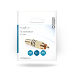 Nedis RCA Connector | Rak | Hane | Guldplaterad | Löda | Kabel input diameter: 7.0 mm | Metall | Svart | 10 st. | Kuvert