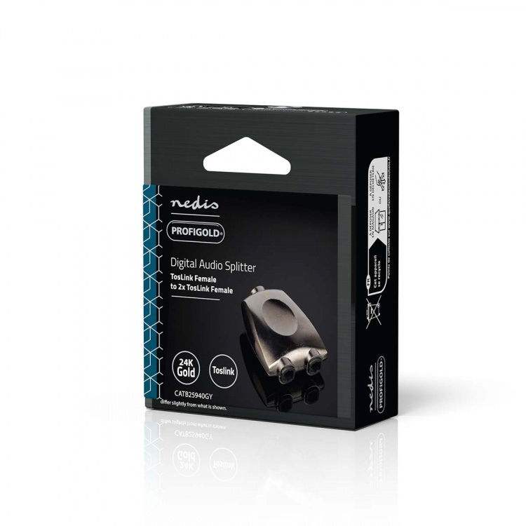 Nedis TosLink Adapter | TosLink Hona | 2x TosLink Hona | Splitter | Aluminium | Grått Med Metall | 1 st. | Låda