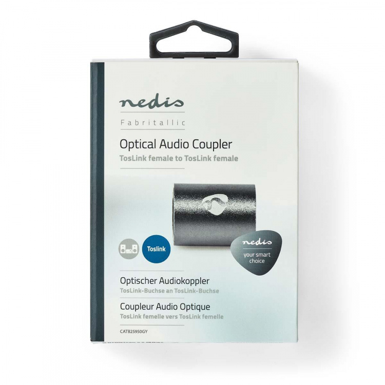 Nedis TosLink Adapter | TosLink Hona | TosLink Hona | Rak | Metall | Grått Med Metall | 1 st. | Låda