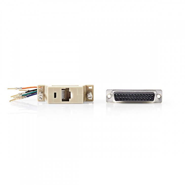 Nedis Serial adapter | Adapter | D-SUB 25-Pin Hona | RJ45 Hona | Nickelplaterad | ABS | Elfenben | Låda