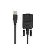 Nedis RS232-omvandlare | USB-A Hane | RS232 | Nickelplaterad | 0.90 m | Rund | PVC | Svart | Låda
