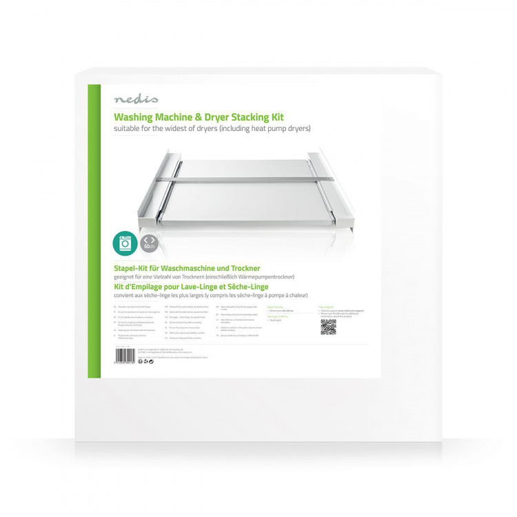 Nedis Universalt Staplings Kit för tvättmaskin och torktumlare | Utdragbar hylla | Vit