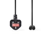Nedis UK-strömkabel | UK Hane | IEC-320-C7 | 2.00 m | Ja | 2 x 0.75 mm² | Koppar | Rund | Nickelplaterad | UK | PVC | Nätkontakt: UK / Typ G | 250 V AC | 3 A | Svart