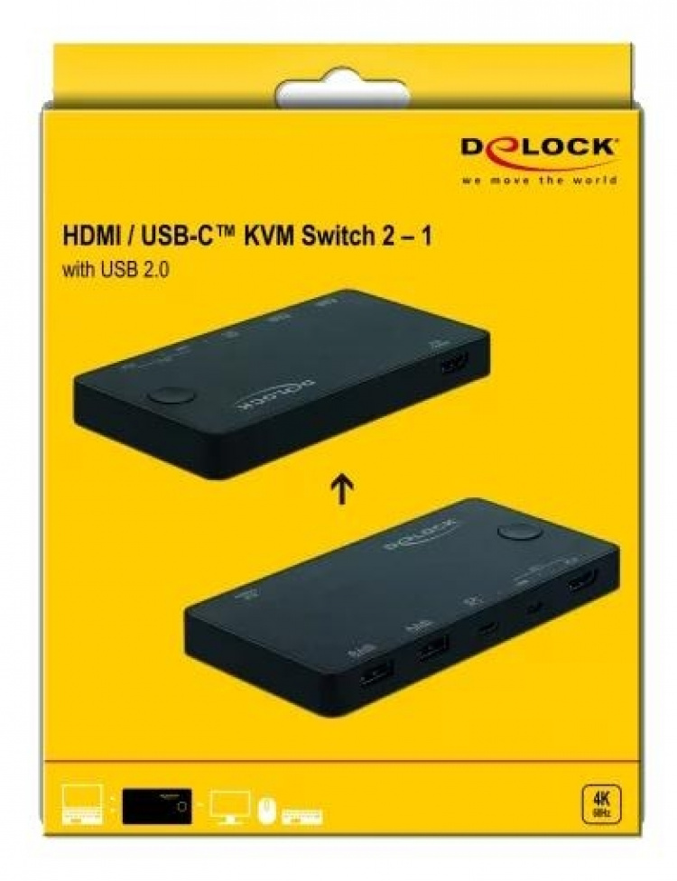 DeLOCK HDMI / USB-C™ KVM Switch 4K 60 Hz with USB 2.0