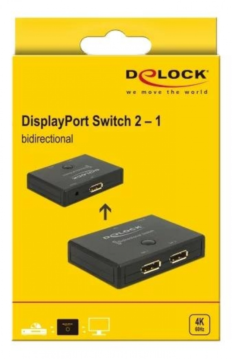 DeLOCK DisplayPort 2 - 1 Switch bidirectional 4K 60 Hz