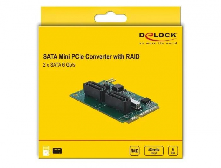 DeLOCK Mini PCIe-omvandlare till 2 x SATA med RAID DeLOCK Mini PCIe-omvandlare till 2 x SATA med RAID