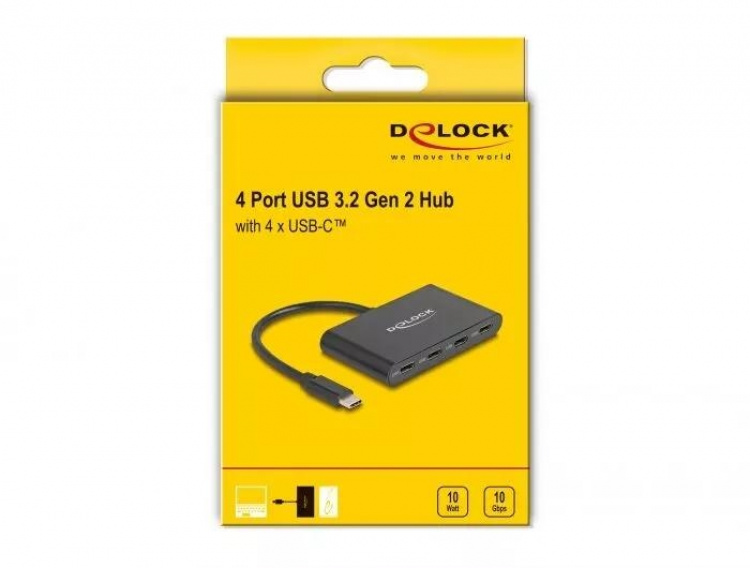 DeLOCK USB 3.2 Gen 2 USB Type-C™ Hub with 4 x USB Type-C™ female DeLOCK USB 3.2 Gen 2 USB Type-C™ Hub with 4 x USB Type-C™ female