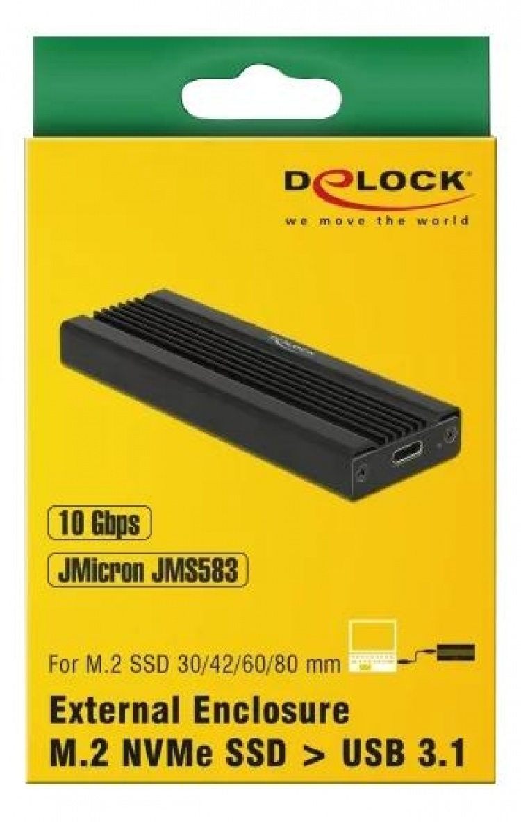 DeLOCK External Enc. M.2 NVMe PCIe SSD SuperSpeed USB 10Gbps USB