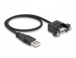 DeLOCK Cable USB 2.0 Type-A ma>USB 2.0 Type-A fe panel-mount, 0,5m