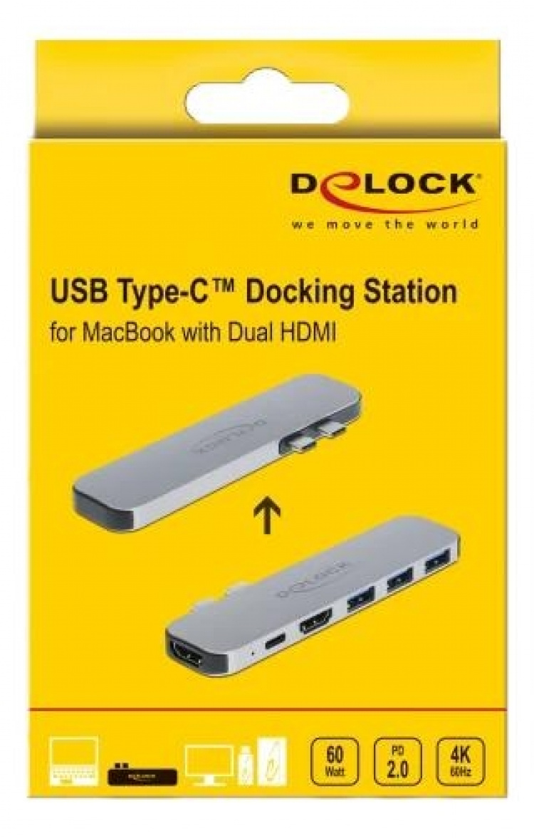DeLOCK Docking Station for MacBook Dual HDMI 4K / PD / Hub
