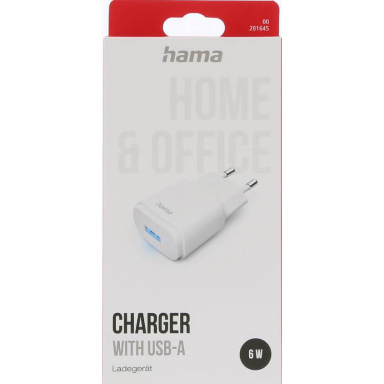 Hama Laddare 1xUSB-A 6W Vit