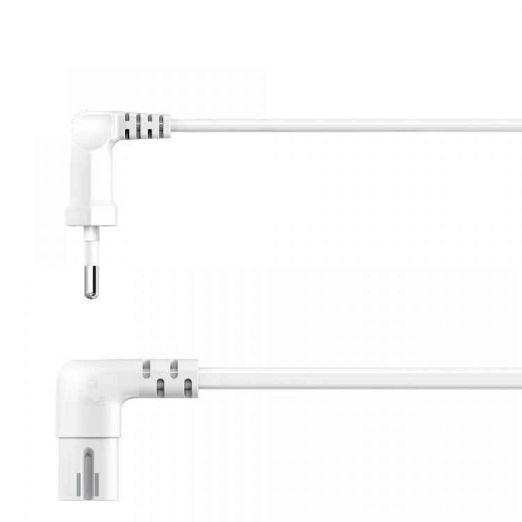 Hama Strömkabel Eurokontakt Vinklad Vit 3,0m