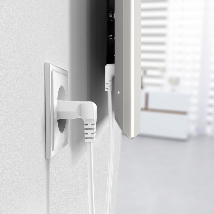 Hama Strömkabel Eurokontakt Vinklad Vit 3,0m