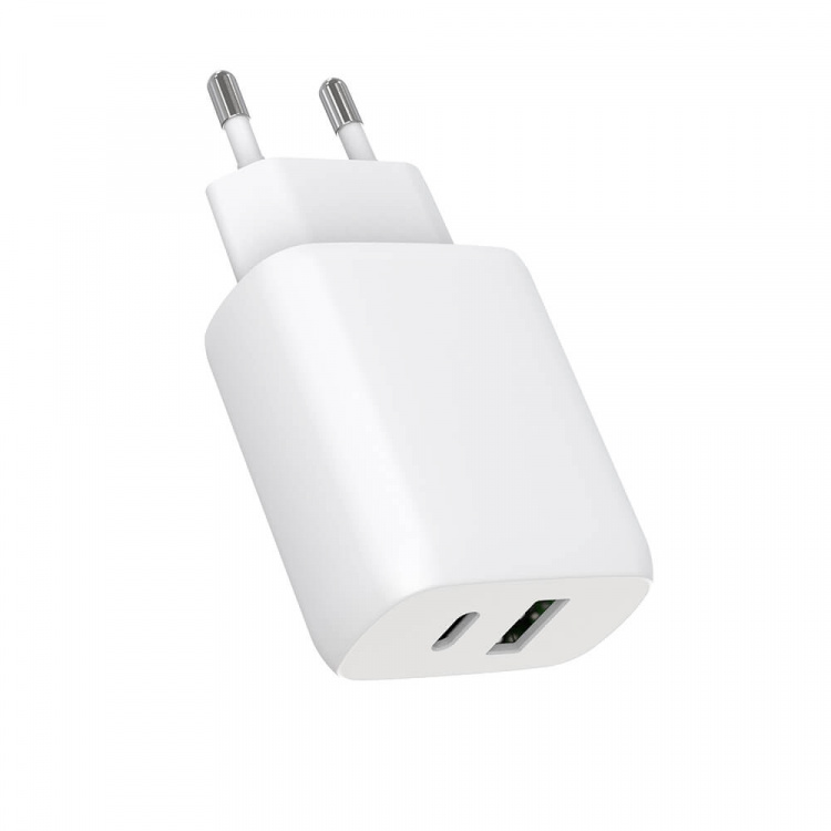 Gear Laddare 220V 1xUSB-C + 1xUSB-A PD/PPS 30W + 18W QC Vit Gear Laddare 220V 1xUSB-C + 1xUSB-A PD/PPS 30W + 18W QC Vit