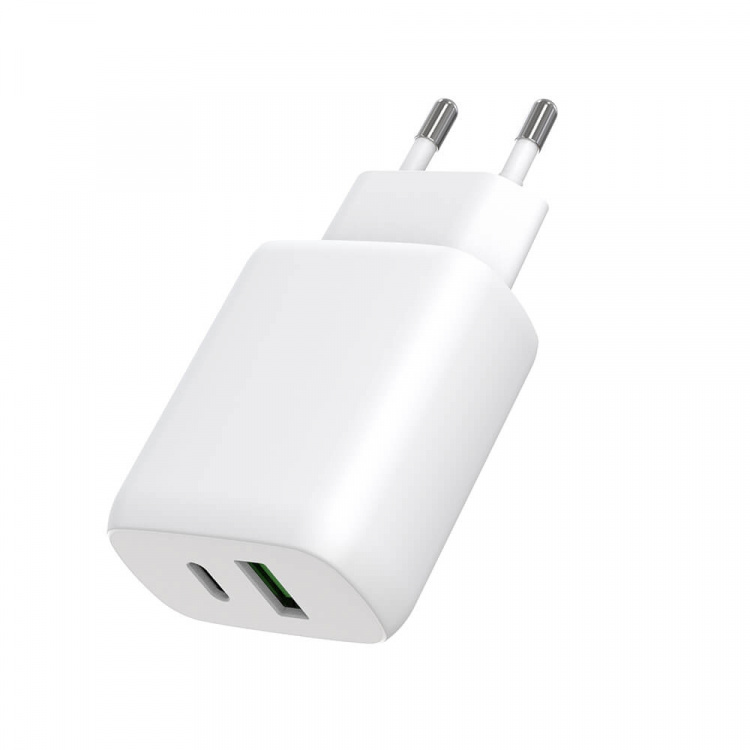 Gear Laddare 220V 1xUSB-C + 1xUSB-A PD/PPS 30W + 18W QC Vit Gear Laddare 220V 1xUSB-C + 1xUSB-A PD/PPS 30W + 18W QC Vit