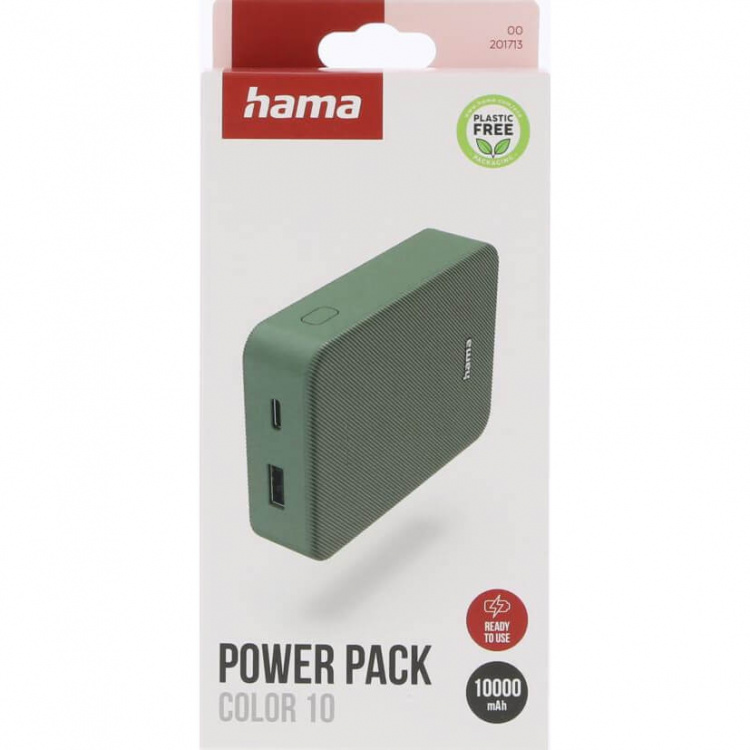 Hama Powerbank Colour 10 10000mAh USB-C+USB-A Green