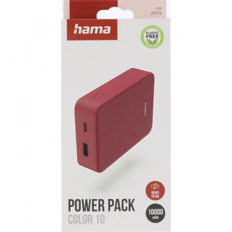 Hama Powerbank Colour 10 10000mAh USB-C+USB-A Röd Hama Powerbank Colour 10 10000mAh USB-C+USB-A Röd