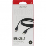 Hama Kabel Laddning/Data USB-C - USB-C 3,0m Svart Hama Kabel Laddning/Data USB-C - USB-C 3,0m Svart