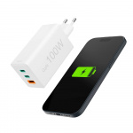 Hama Laddare 2x USB-C 1x USB-A GaN 100W Vit