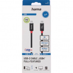 Hama Kabel USB-C USB 4.0 Gen2 20 Gbit/s 240W 2.0m Svart Hama Kabel USB-C USB 4.0 Gen2 20 Gbit/s 240W 2.0m Svart