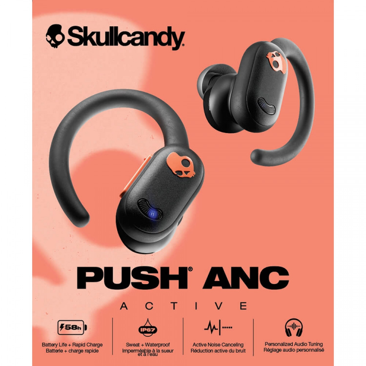 Skullcandy Headphone Push Play Active ANC TWS In-Ear Svart/Orange Skullcandy Headphone Push Play Active ANC TWS In-Ear Svart/Orange