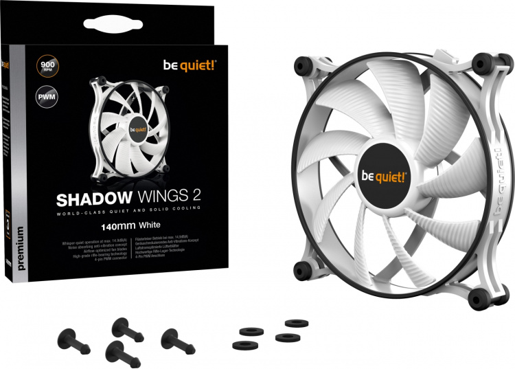 Be Quiet! Shadow Wings 2 PWM-fläkt, 140 mm, vit Be Quiet! Shadow Wings 2 PWM-fläkt, 140 mm, vit