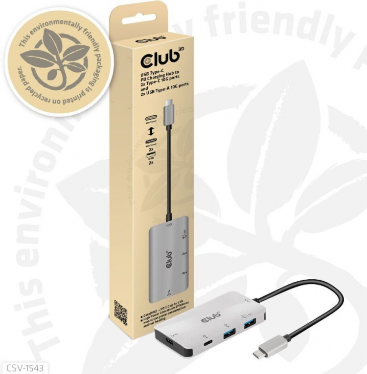 Club 3D USB typ C PD laddningshubb - hubb Club 3D USB typ C PD laddningshubb - hubb
