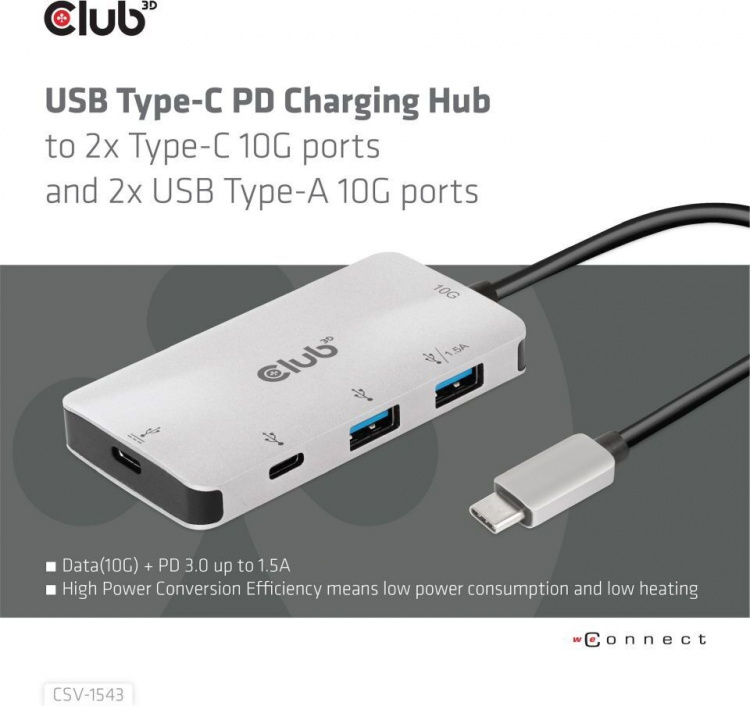 Club 3D USB typ C PD laddningshubb - hubb Club 3D USB typ C PD laddningshubb - hubb