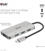 Club 3D USB Type-C till 10 Gbps 4x USB Type-A-hubb
