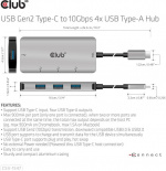 Club 3D USB Type-C till 10 Gbps 4x USB Type-A-hubb