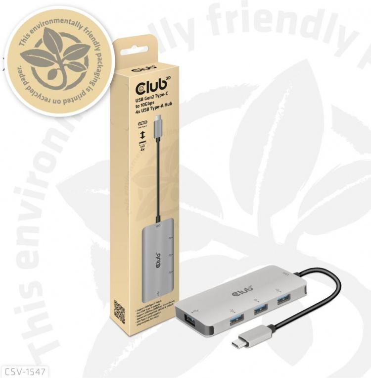 Club 3D USB Type-C till 10 Gbps 4x USB Type-A-hubb