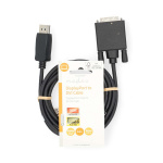 Nedis Displayport-kabel | DisplayPort Hane | DVI-D 24+1-Pin Hane | 1080p | Nickelplaterad | 2.00 m | Rund | PVC | Svart | Label Nedis Displayport-kabel | DisplayPort Hane | DVI-D 24+1-Pin Hane | 1080p | Nickelplaterad | 2.00 m | Rund | PVC | Svart | Label