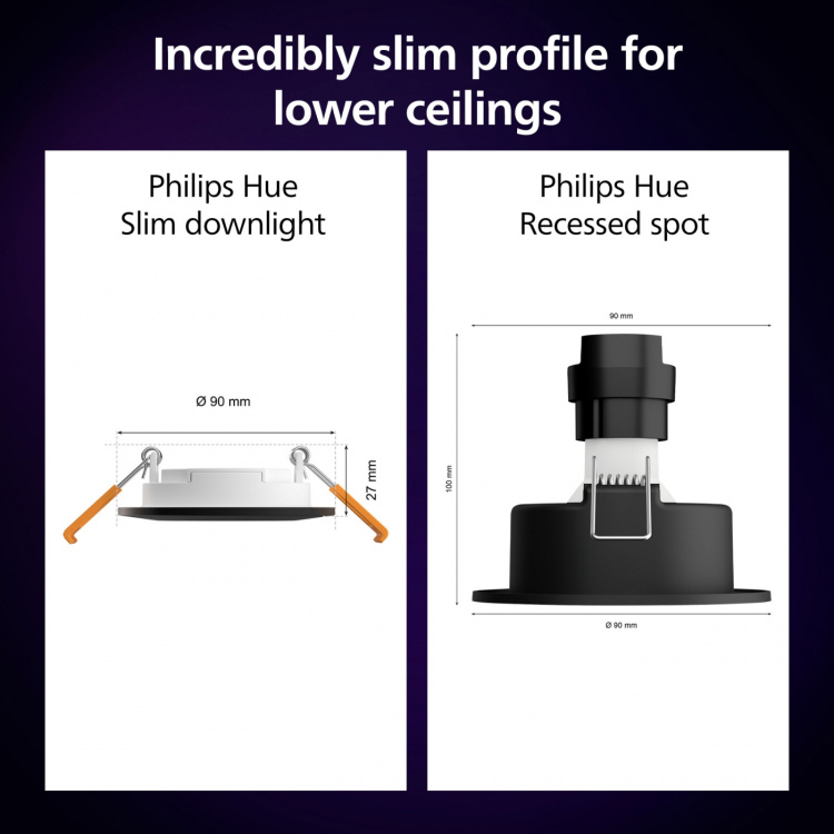 Philips Hue Slim Downlight S 90mm White and Color Ambiance Svart 1-pack