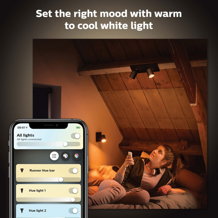 Philips Hue Runner White Ambiance 2 spot 800 lm Svart Philips Hue Runner White Ambiance 2 spot 800 lm Svart