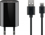 Goobay USB-C 5 W laddare + kabel, 1 m, svart Goobay USB-C 5 W laddare + kabel, 1 m, svart