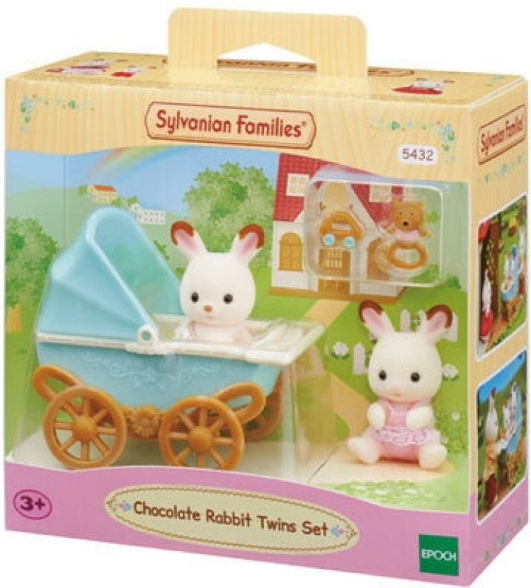 Sylvanian Families Set med chokladkanintvillingar (Barnvagnar)