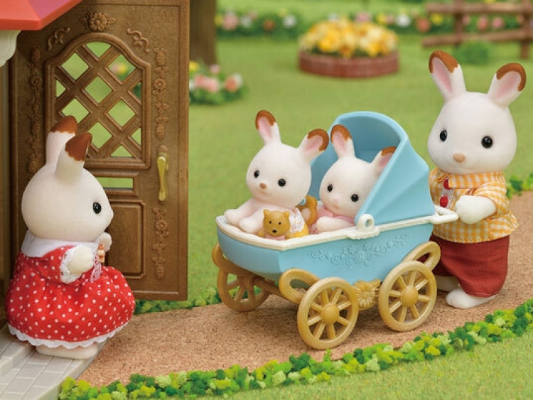 Sylvanian Families Set med chokladkanintvillingar (Barnvagnar)