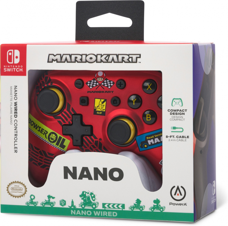 PowerA Nano trådbunden handkontroll, Mario Kart: Racer Red, Switch