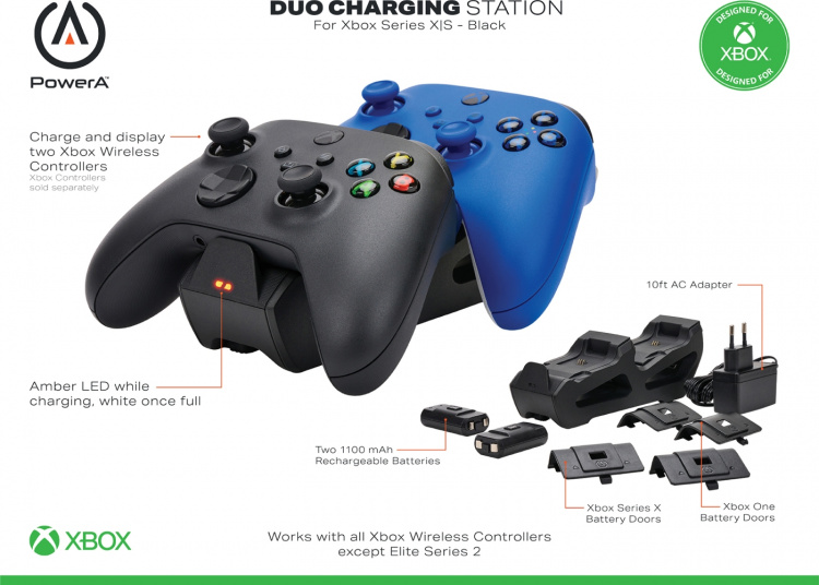 PowerA Duo Charging Station laddningsdocka och batteripaket, svart, Xbox PowerA Duo Charging Station laddningsdocka och batteripaket, svart, Xbox