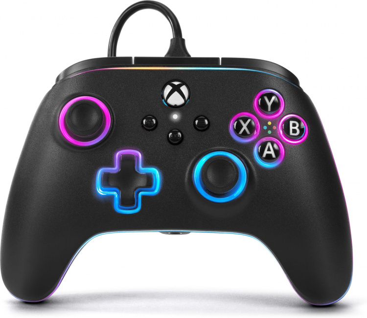 PowerA Lumectra Advantage trådbunden handkontroll, svart + RGB LED-band, Xbox / PC PowerA Lumectra Advantage trådbunden handkontroll, svart + RGB LED-band, Xbox / PC