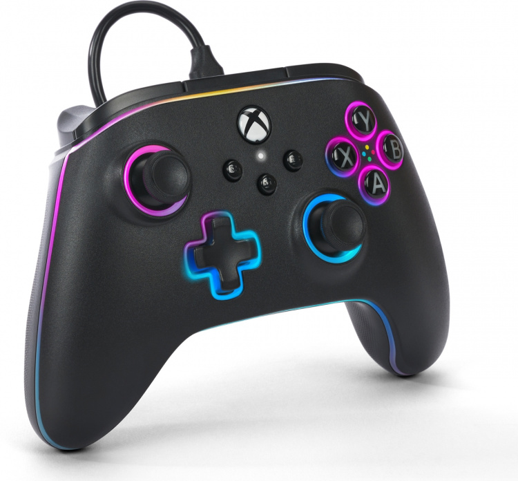 PowerA Lumectra Advantage trådbunden handkontroll, svart + RGB LED-band, Xbox / PC PowerA Lumectra Advantage trådbunden handkontroll, svart + RGB LED-band, Xbox / PC