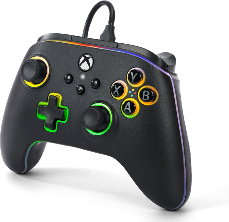 PowerA Lumectra Advantage trådbunden handkontroll, svart + RGB LED-band, Xbox / PC PowerA Lumectra Advantage trådbunden handkontroll, svart + RGB LED-band, Xbox / PC