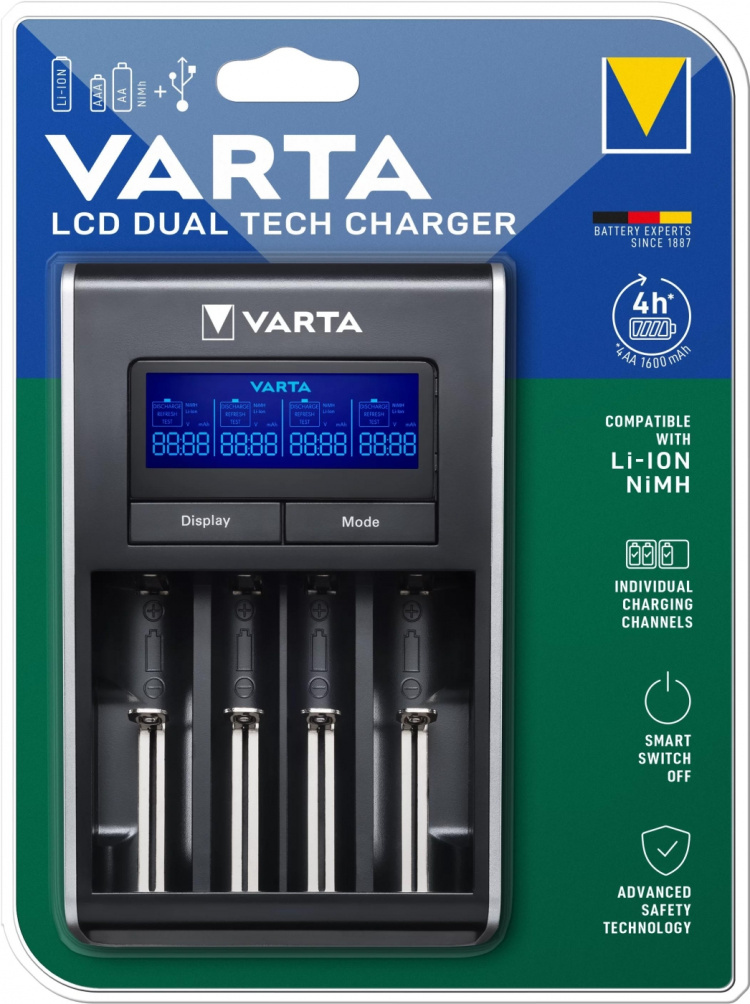 Varta LCD Dual Tech Laddare 57676 1 Pack