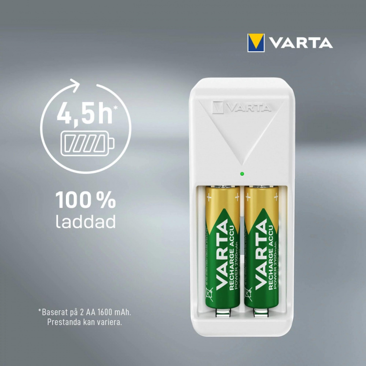 Varta Mini-laddare, innehåller 2x AA 2100 mAh