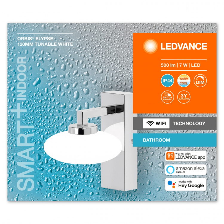 LEDVANCE SMART+ Vägg Orbis Elypse 7W TW Chr IP44 WiFi - C