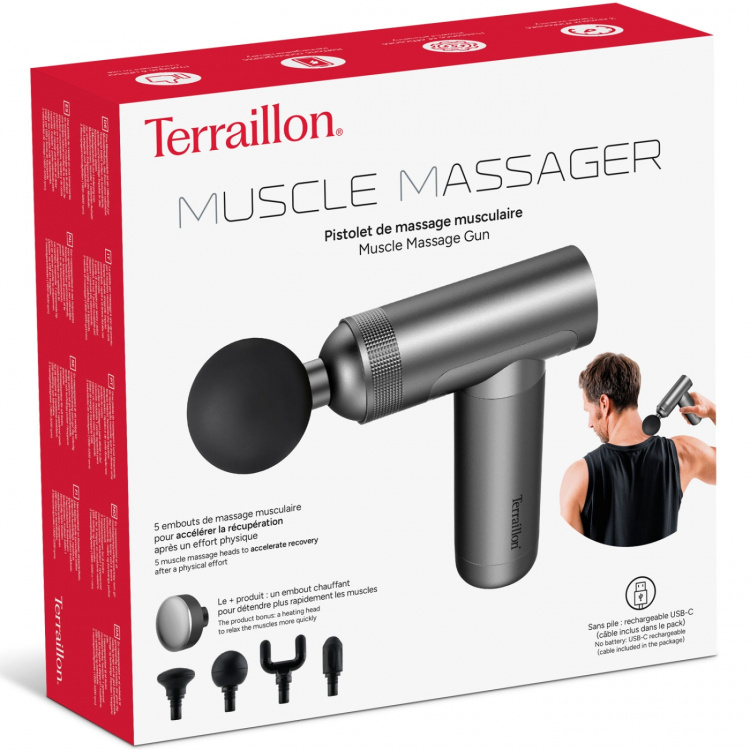Terraillon Massagepistol Muscle Massager med värme, 5st tillbehör Terraillon Massagepistol Muscle Massager med värme, 5st tillbehör